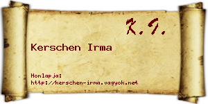 Kerschen Irma névjegykártya